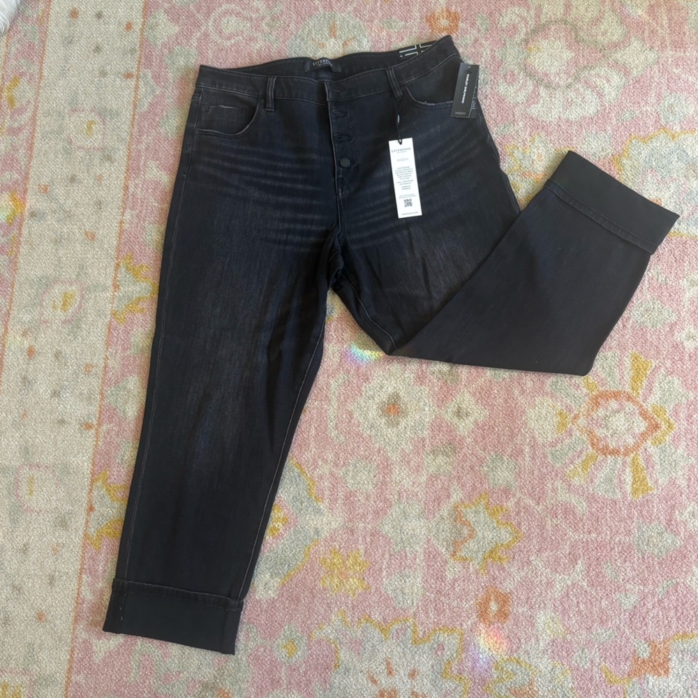 Liverpool Black Cropped Marley Girlfriend Jeans